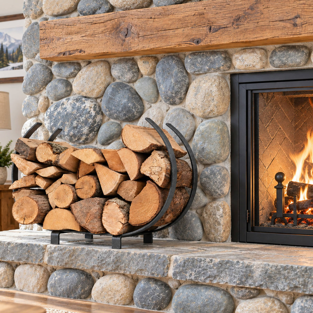 Enclume Floor Indoor/Outdoor Large U Shaped Fireplace Log Rack