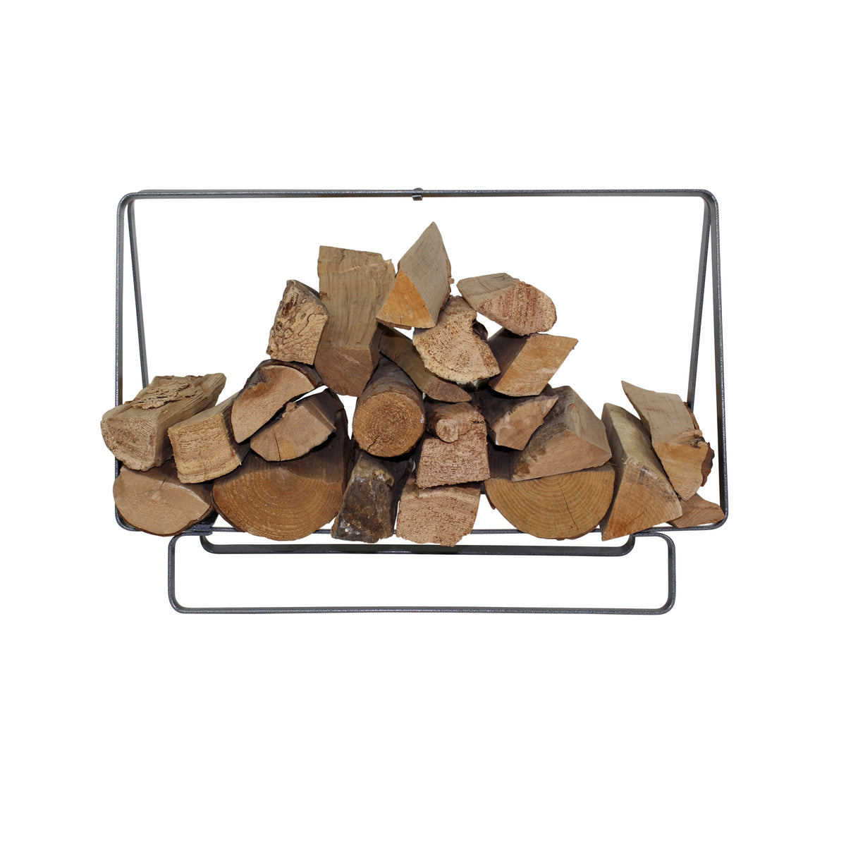 Enclume Floor Indoor/Outdoor Medium Rectangular Fireplace Log Rack Silver Hammered