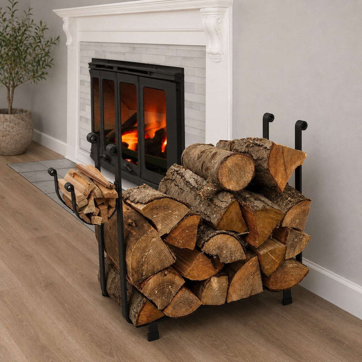 Enclume Floor Large Rectangle Fireplace Log Rack Black - CLEARANCE
