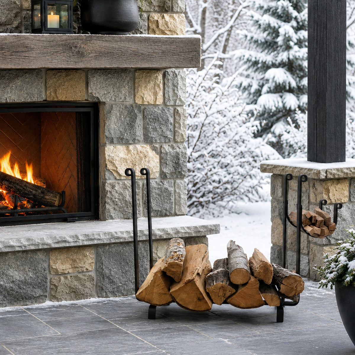 Enclume Floor Large Rectangle Fireplace Log Rack Black (CLEARANCE)