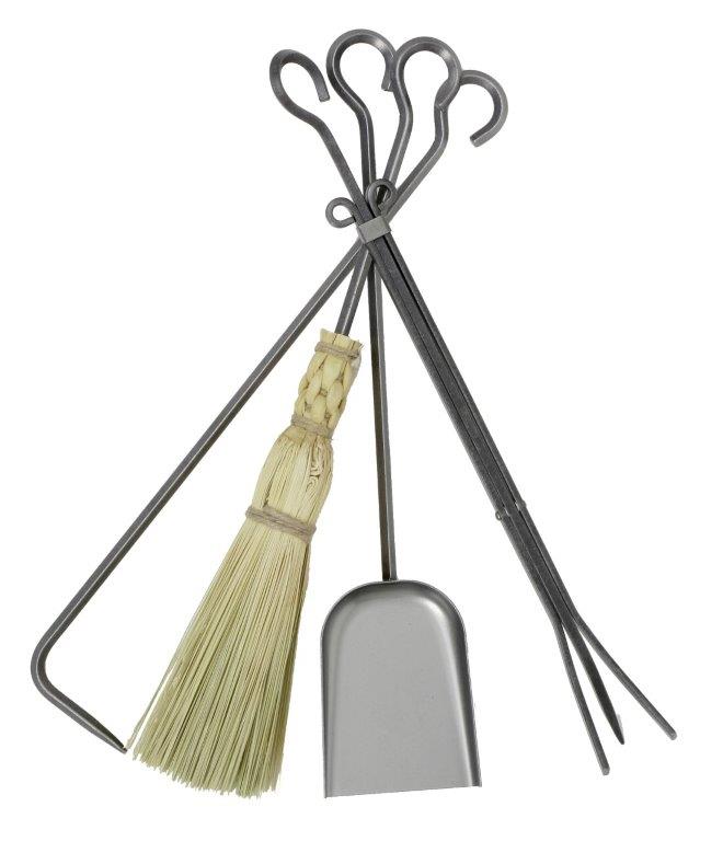 Enclume Floor Long Fireplace Tools Only 4-Pieces Hammered Steel