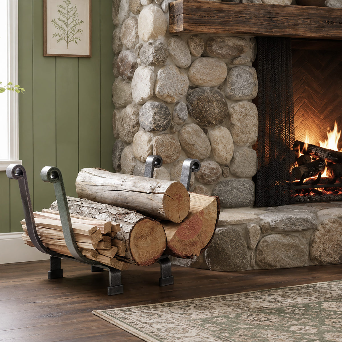 Enclume Floor Premier Indoor/Outdoor Basket Fireplace Log Rack