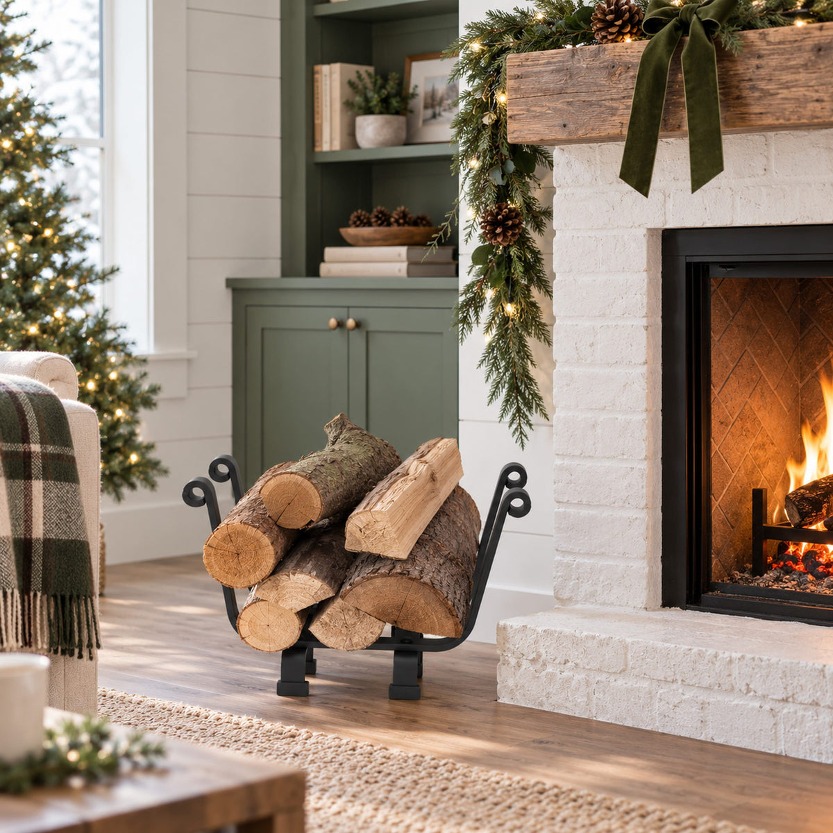 Enclume Floor Premier Indoor/Outdoor Basket Fireplace Log Rack