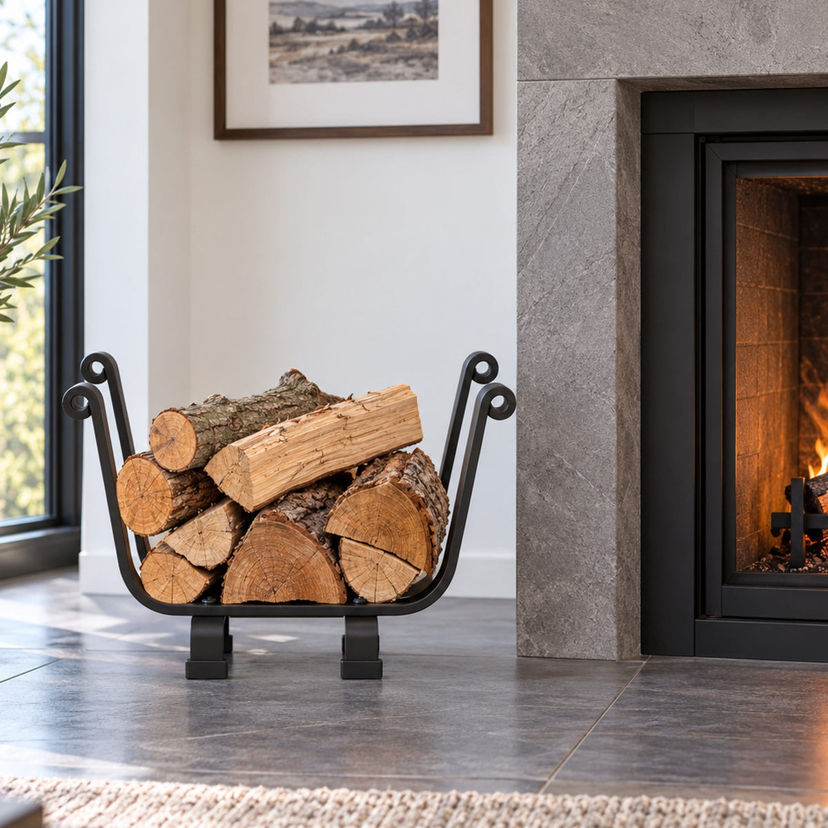 Enclume Floor Premier Indoor/Outdoor Basket Fireplace Log Rack