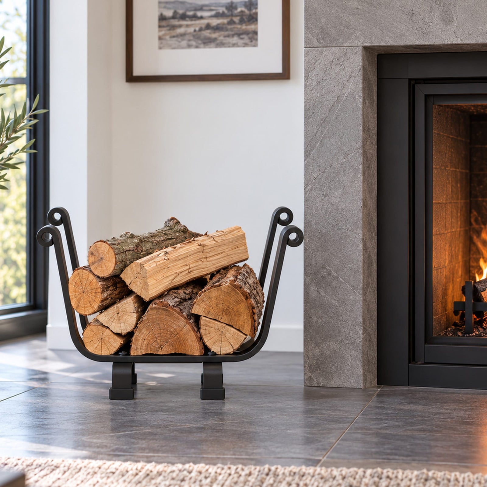 Enclume Floor Premier Indoor/Outdoor Basket Fireplace Log Rack