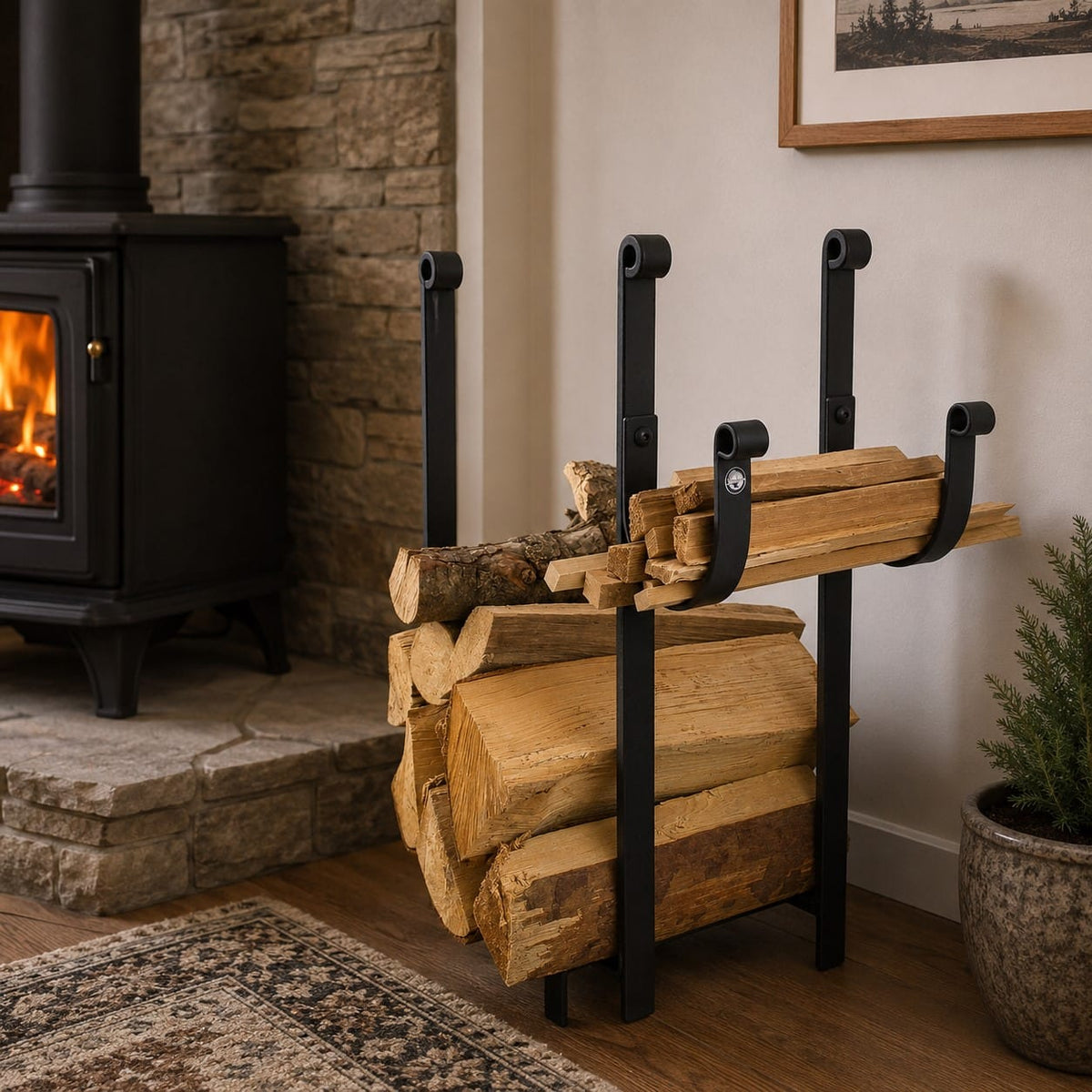 Enclume Floor Rectangle Fireplace Log Rack Black - CLEARANCE