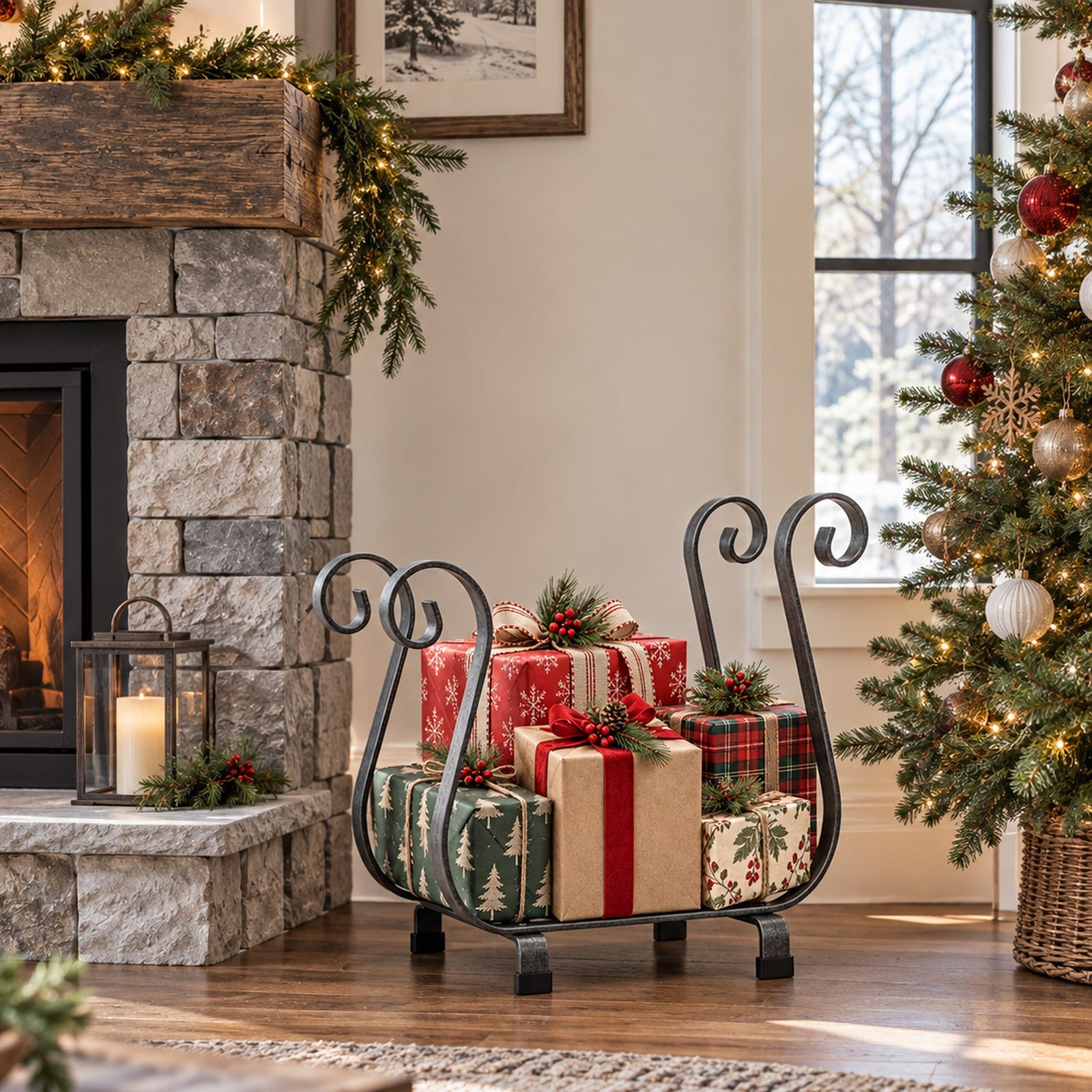 Enclume Floor Sleigh Fireplace Log Rack