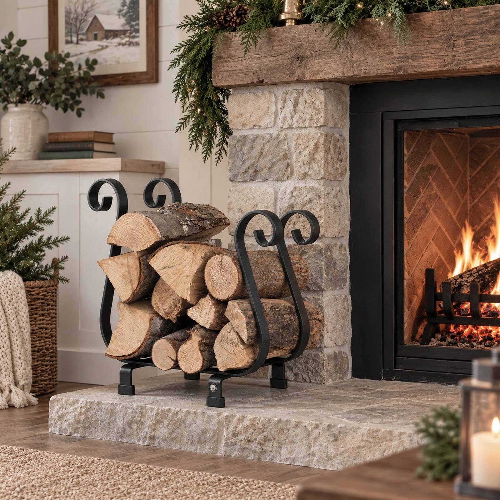 Enclume Floor Sleigh Fireplace Log Rack