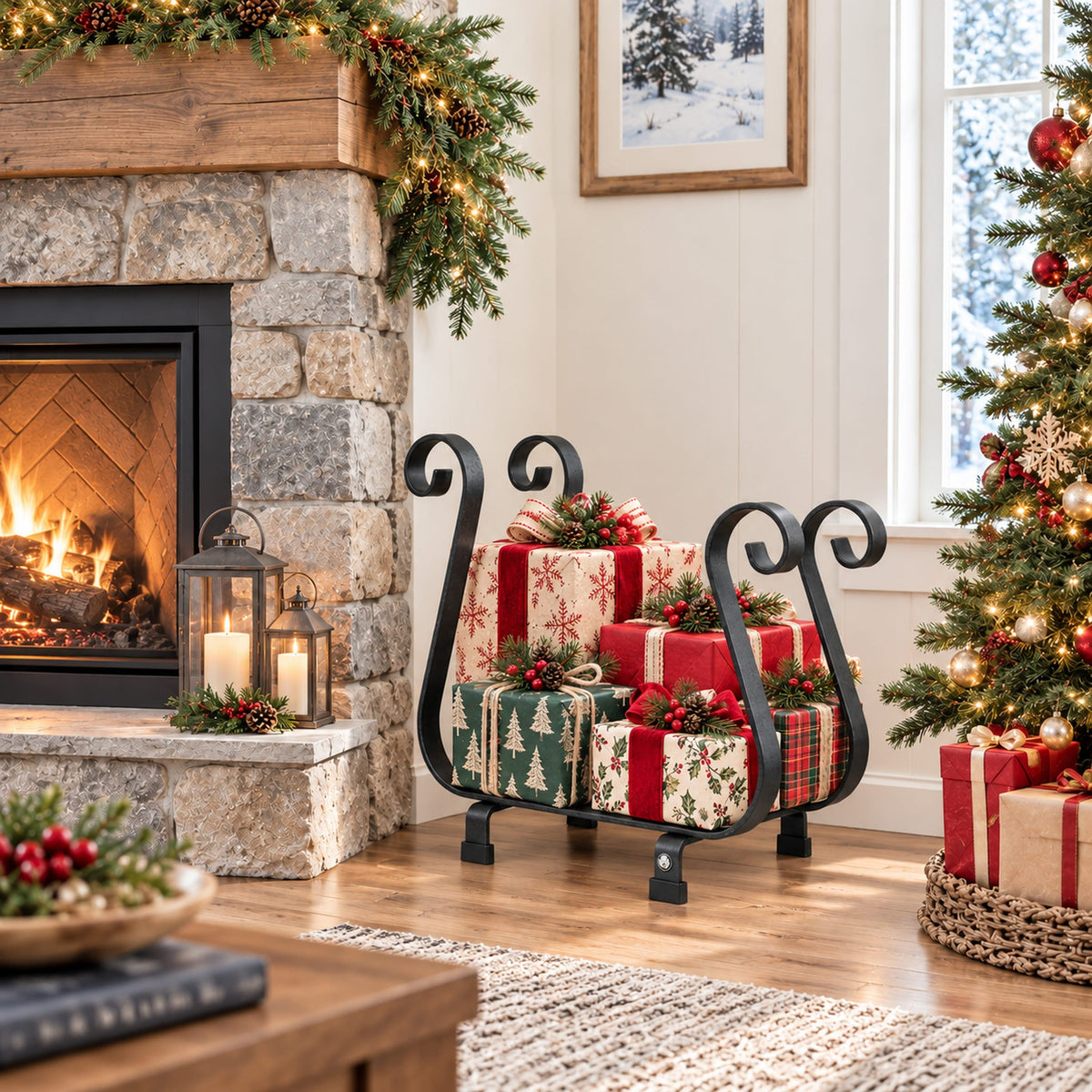 Enclume Floor Sleigh Fireplace Log Rack