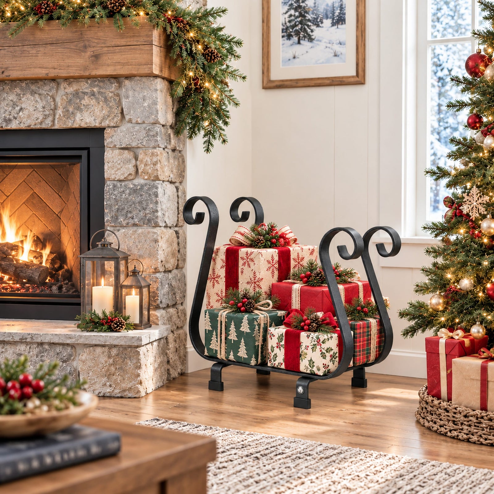 Enclume Floor Sleigh Fireplace Log Rack