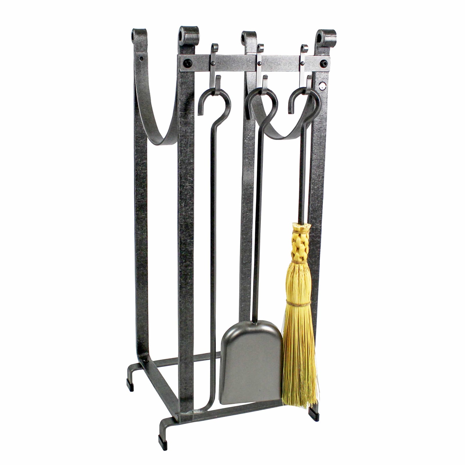 Enclume Floor Sling Fireplace Log Rack w/ Bar and Tools Hammered Steel