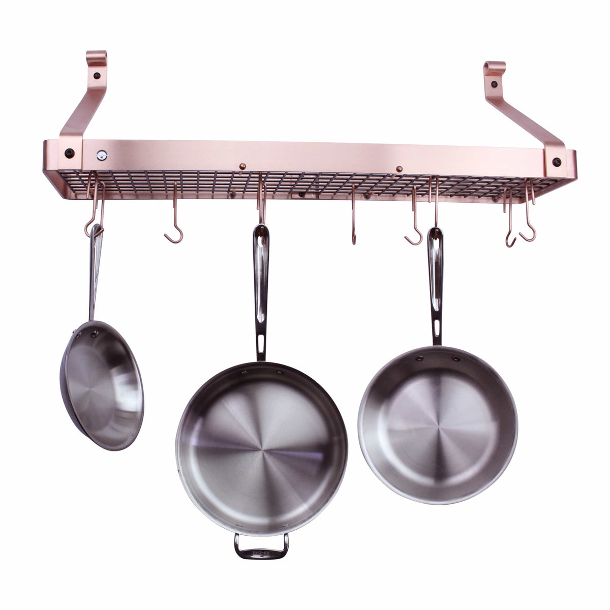 Enclume Wall 36" Gourmet Bookshelf Wall Rack w/ 12 Hooks, Solid Copper (CLEARANCE)