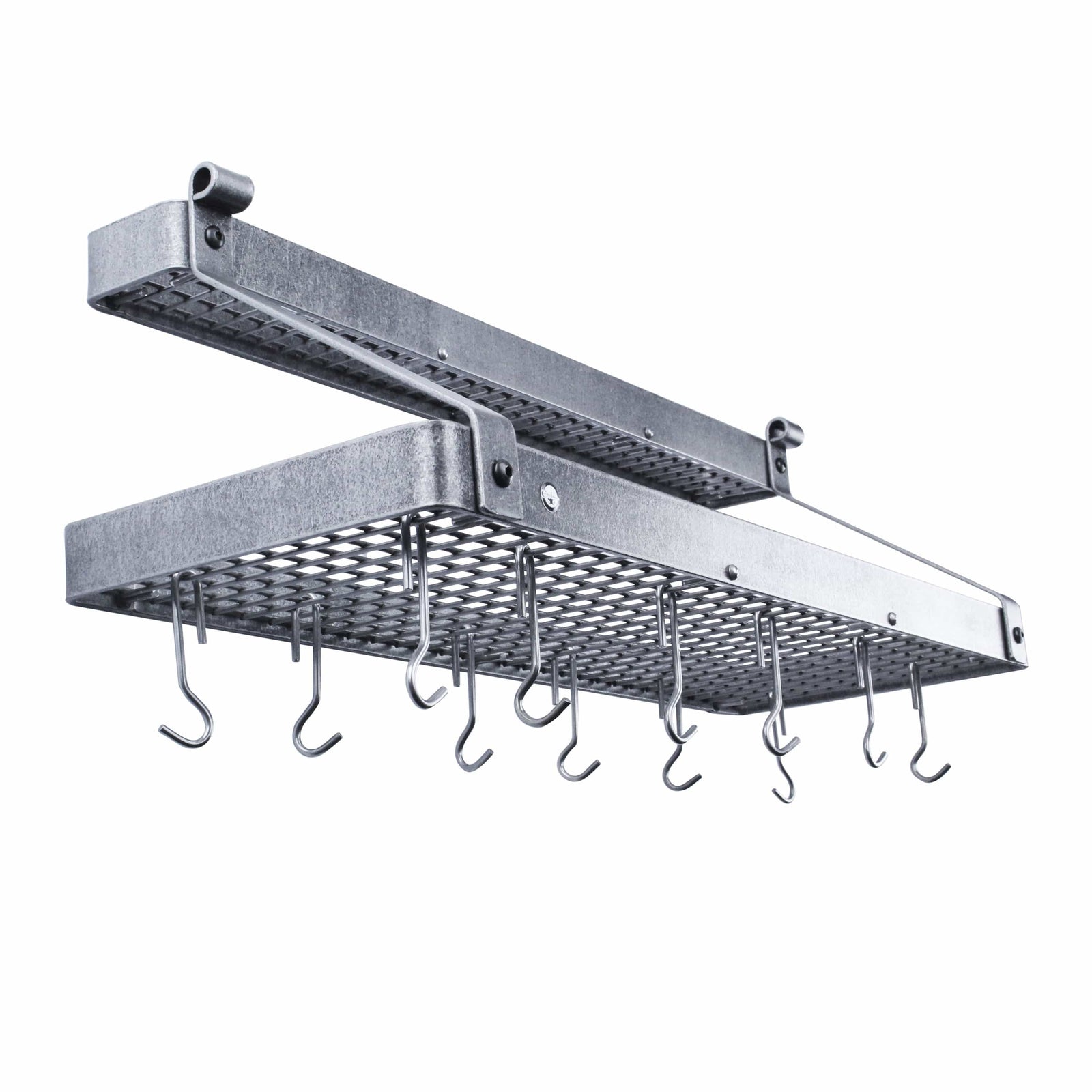 Enclume Wall 36" Gourmet Deep Bookshelf Wall Rack w/Accessory Shelf Hammered Steel