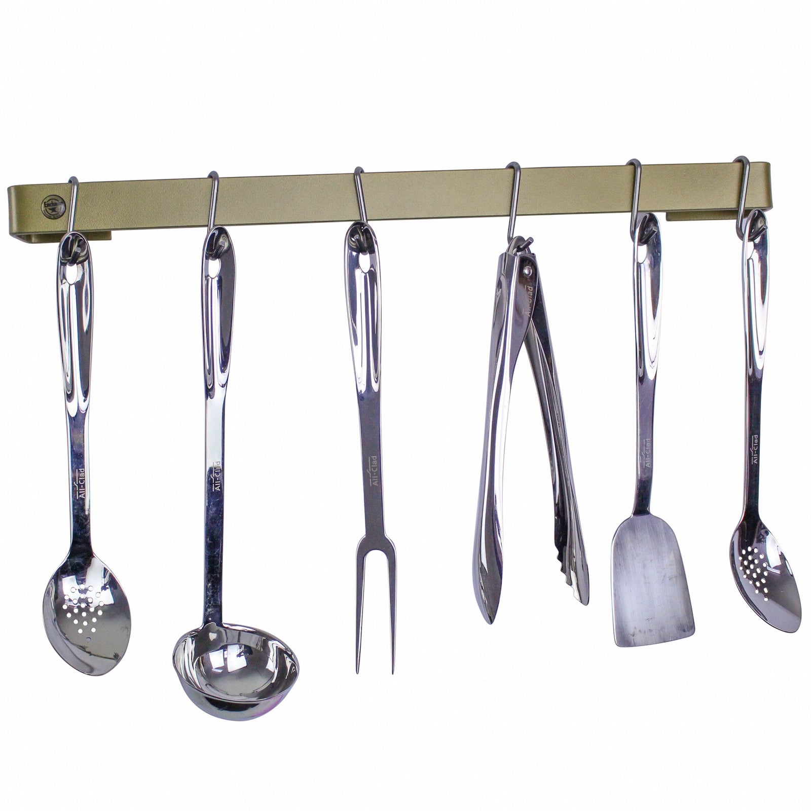 Enclume Wall 36" Handcrafted 24", 30" & 36"  Classic Wall Rack Utensil Bar w 6 Hooks, Brass PC