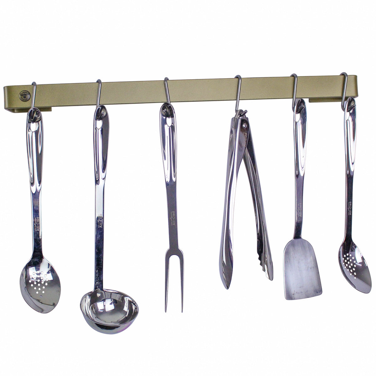 Enclume Wall Brass Finish / 36" Handcrafted Classic Utensil Bar w 6 Hooks