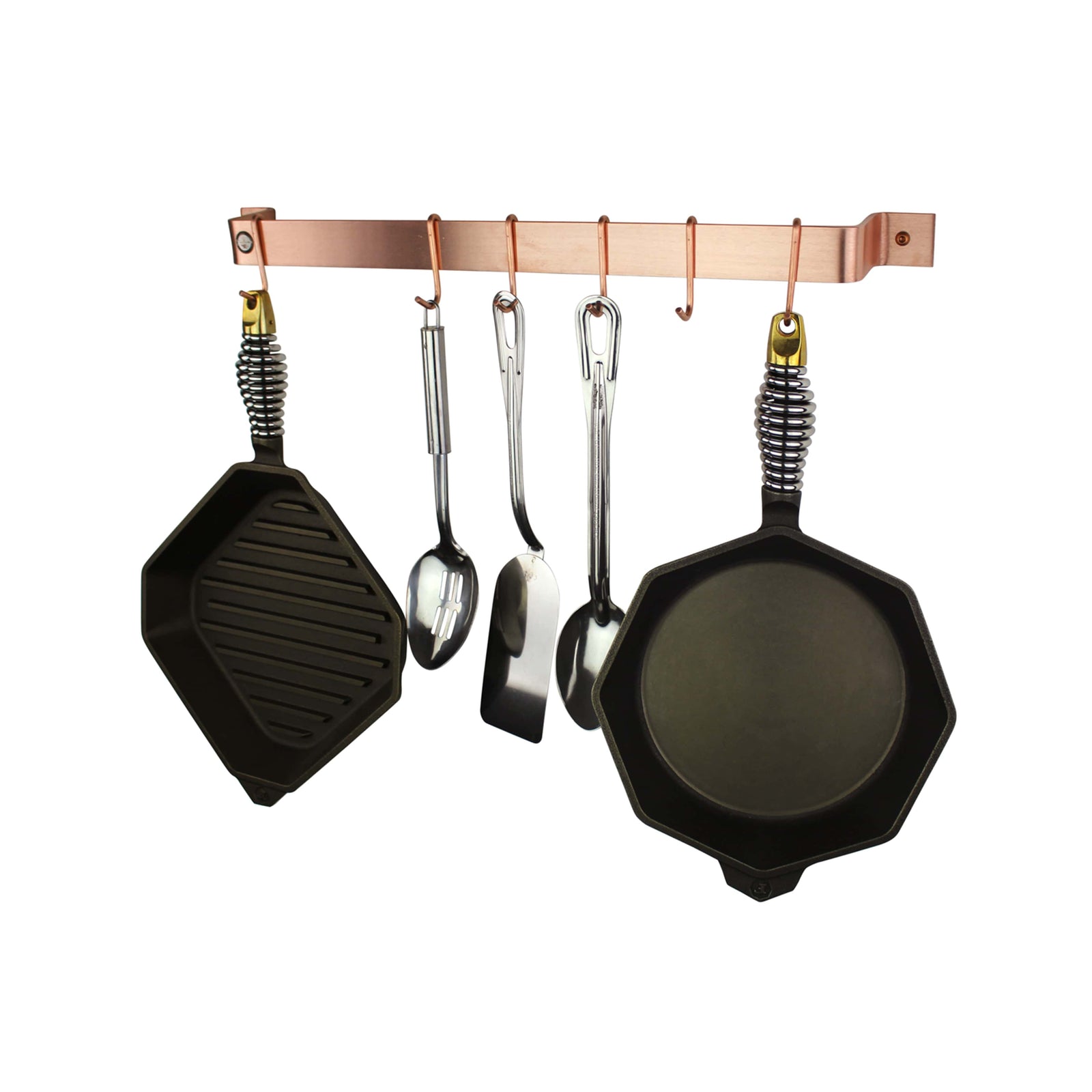Enclume Wall Brushed Copper / 36" Handcrafted Easy Mount Wall Rack Utensil Bar w 6 Hooks