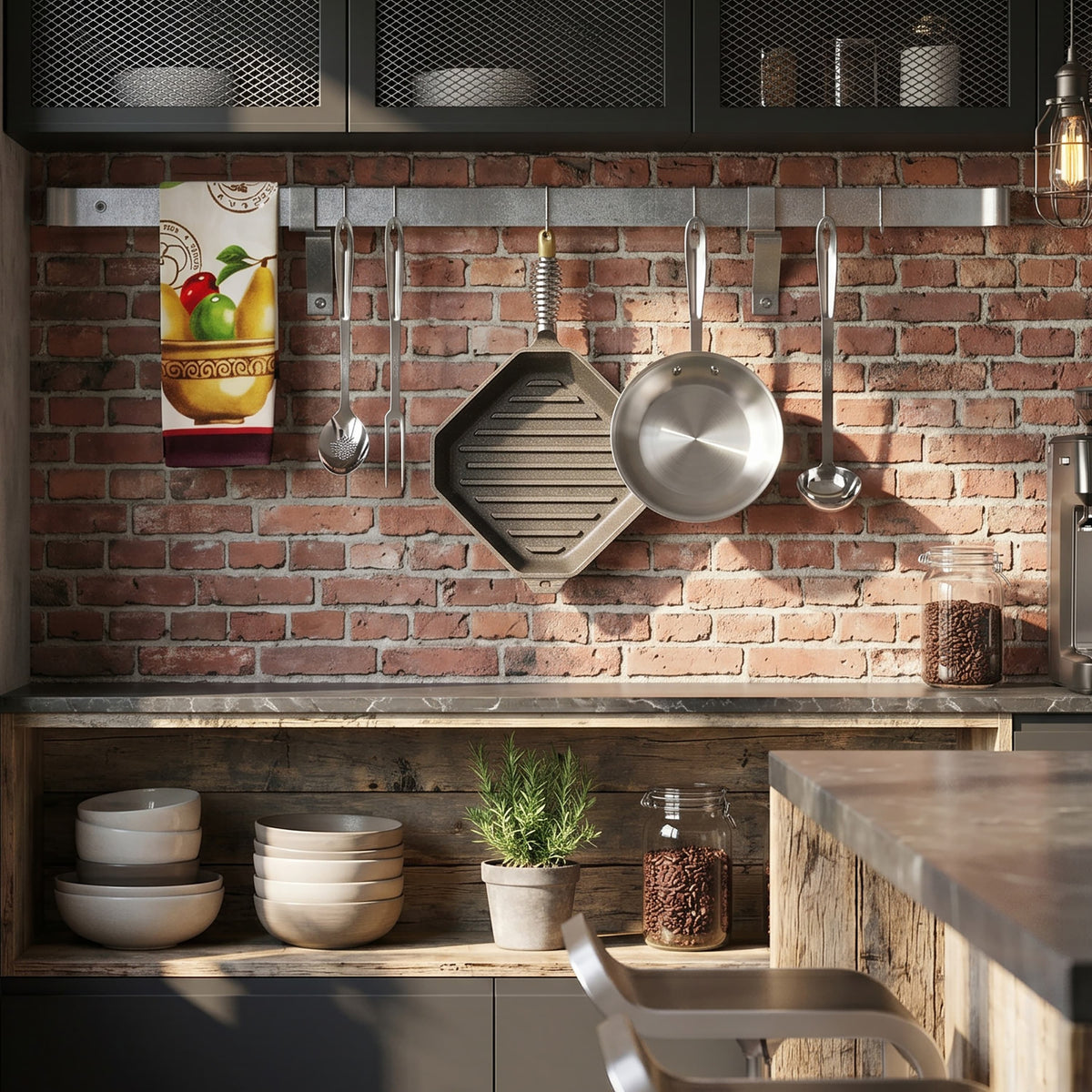 Enclume Wall/Ceiling Hammered Steel / 54" Professional Series Rolled End Bar ONLY (Requires Wall Brackets or Pot Hooks)