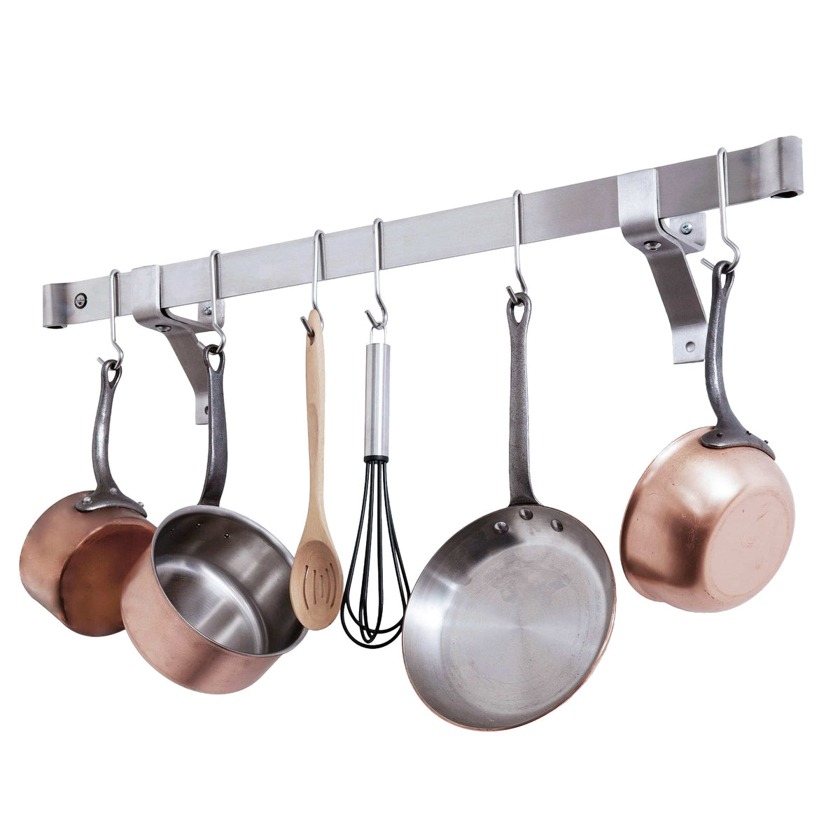 Enclume Wall/Ceiling Handcrafted Rolled End Bar w 4" Wall Brackets & Hooks