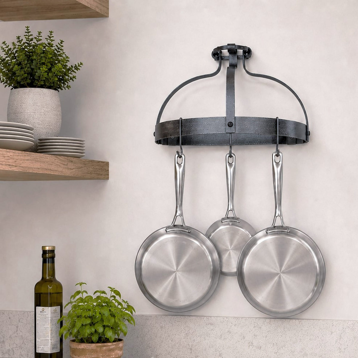 Enclume Wall Designer Crown Wall Rack w/Hooks Hammered Steel