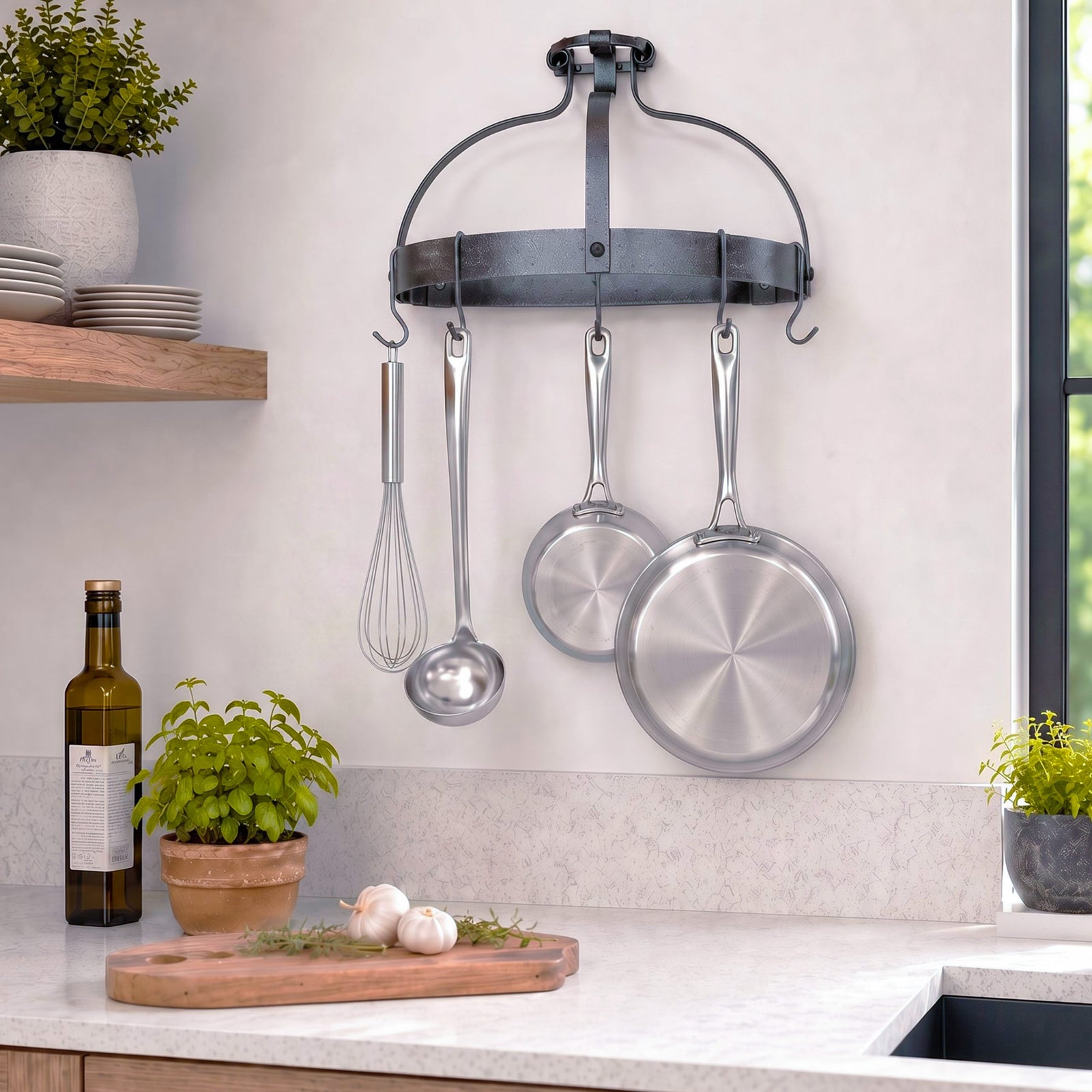 Enclume Wall Designer Crown Wall Rack w/Hooks Hammered Steel