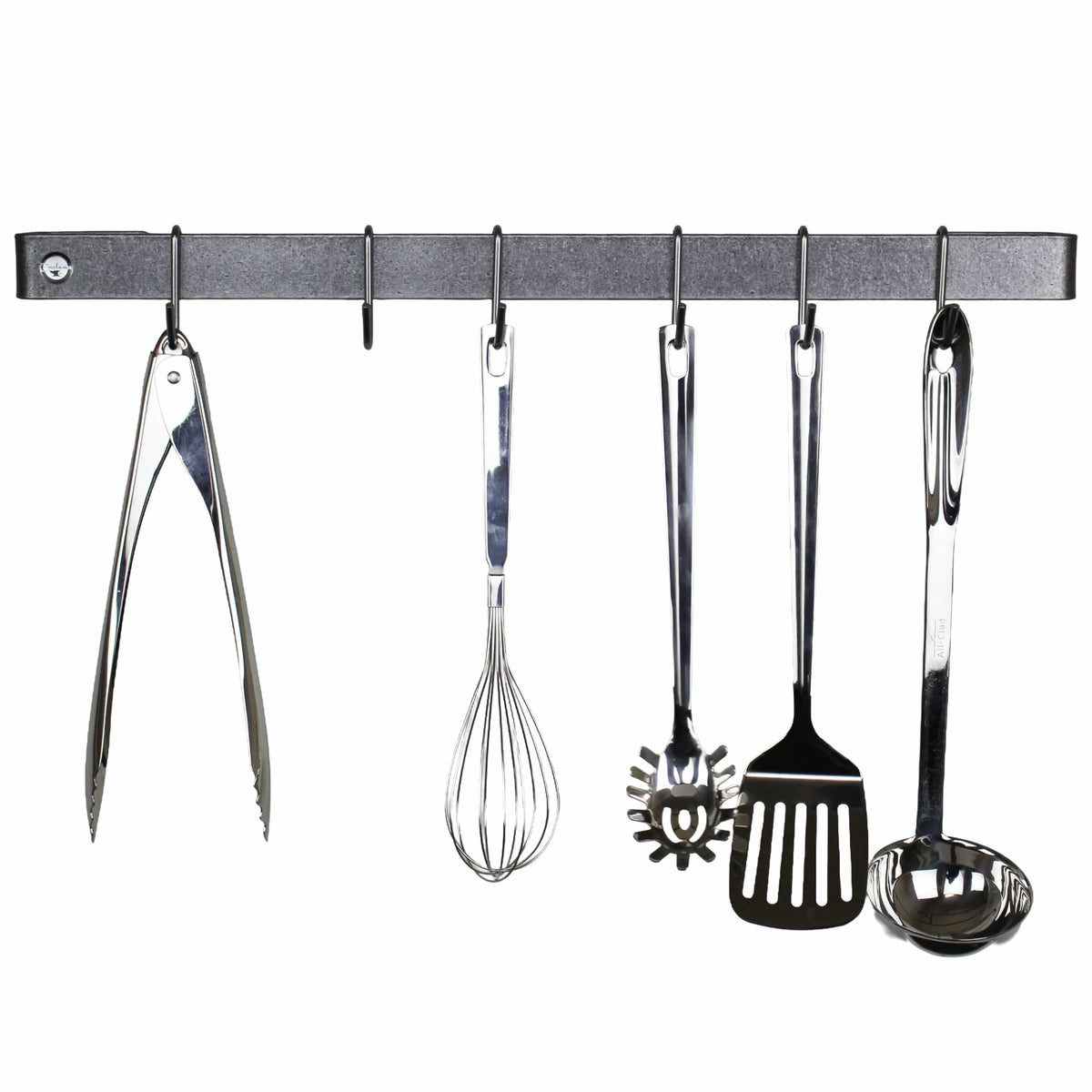 Enclume Wall Hammered Steel / 24" Handcrafted Classic Wall Rack Utensil Bar w 6 Hooks (18", 24", 30" or 36")