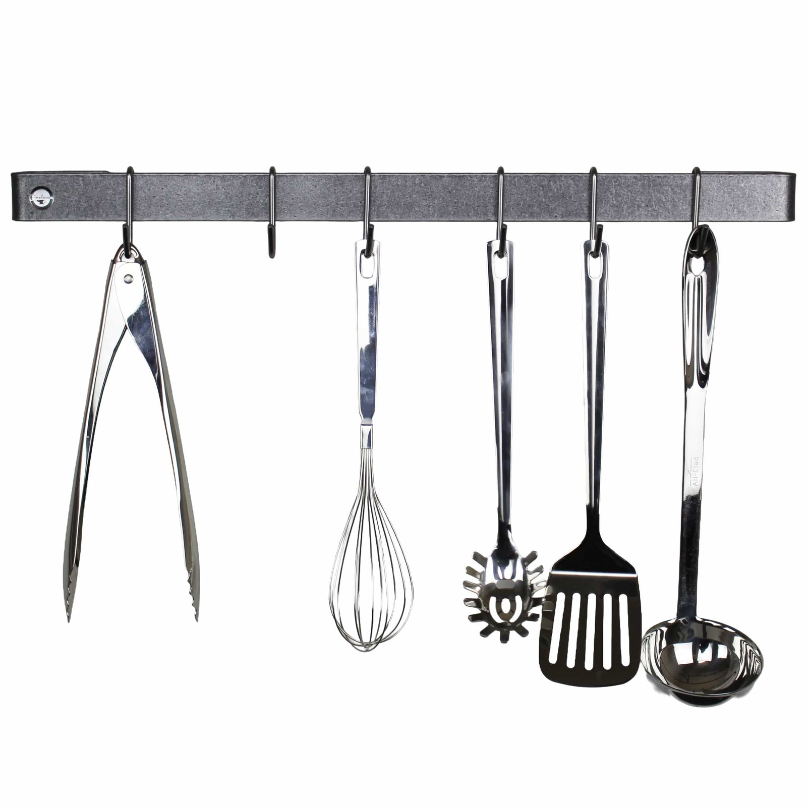 Enclume Wall Hammered Steel / 24" Handcrafted Classic Wall Rack Utensil Bar w 6 Hooks (18", 24", 30" or 36")