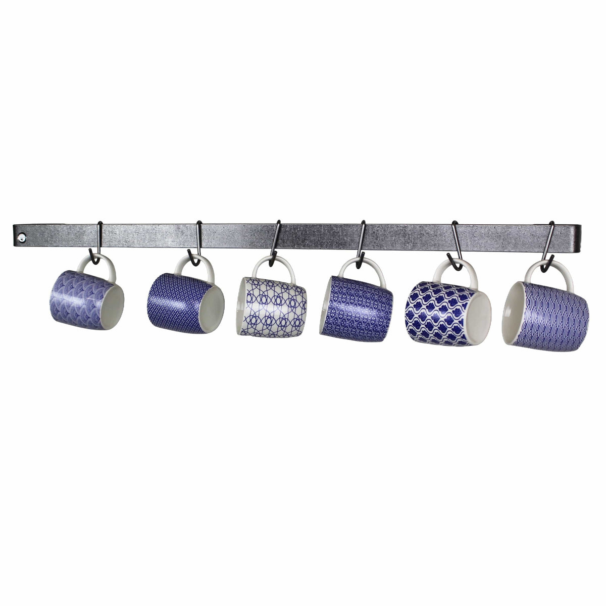 Enclume Wall Hammered Steel / 36" Handcrafted Classic Wall Rack Utensil Bar w 6 Hooks (18", 24", 30" or 36")