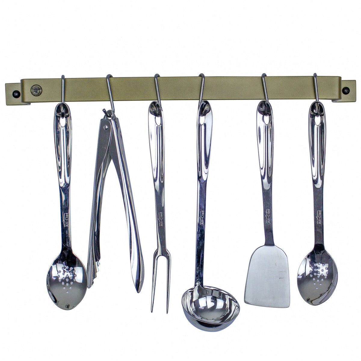 Enclume Wall Handcrafted 24" & 30" Easy Mount Wall Rack Utensil Bar w/ 6 Hooks Brass PC