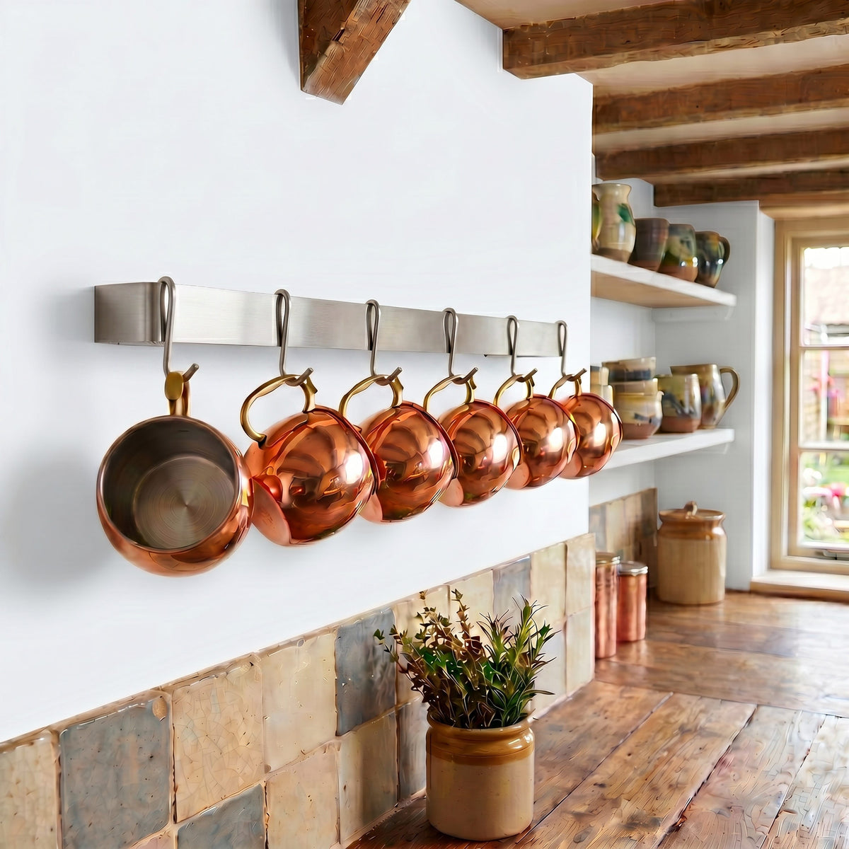 Enclume Wall Handcrafted Classic Wall Rack Utensil Bar w 6 Hooks (18", 24", 30" or 36")