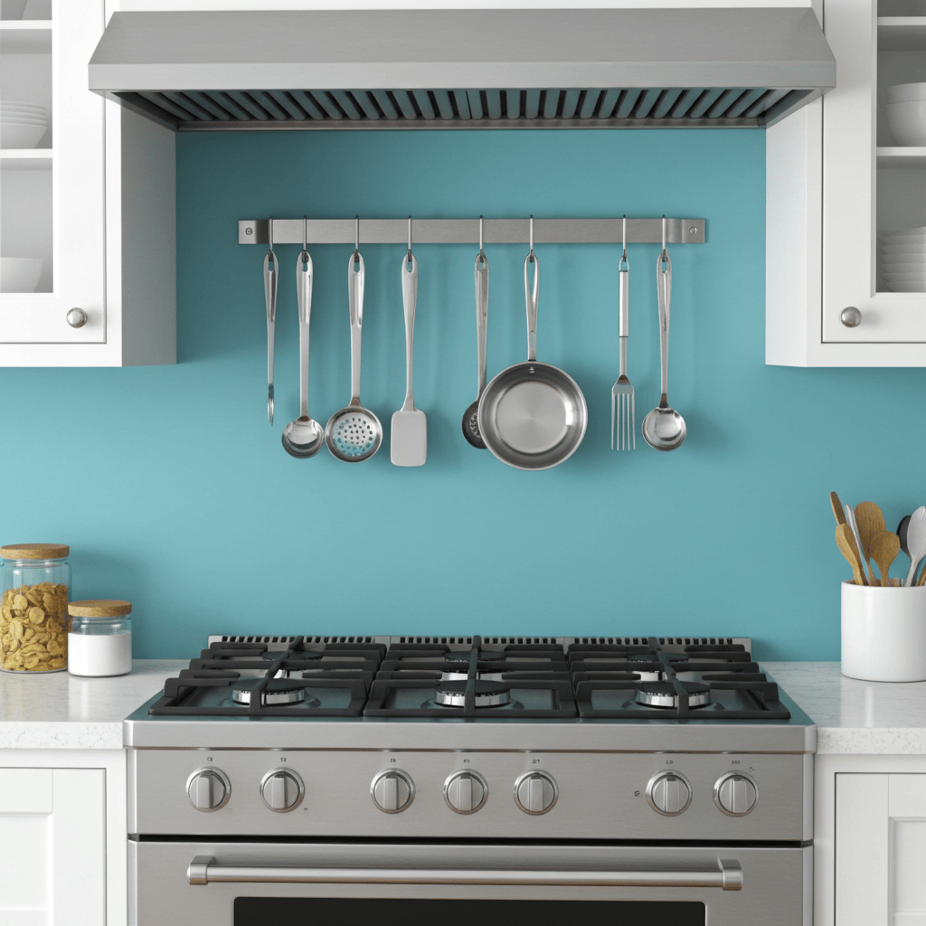 Enclume Wall Handcrafted Easy Mount Wall Rack Utensil Bar w 6 Hooks