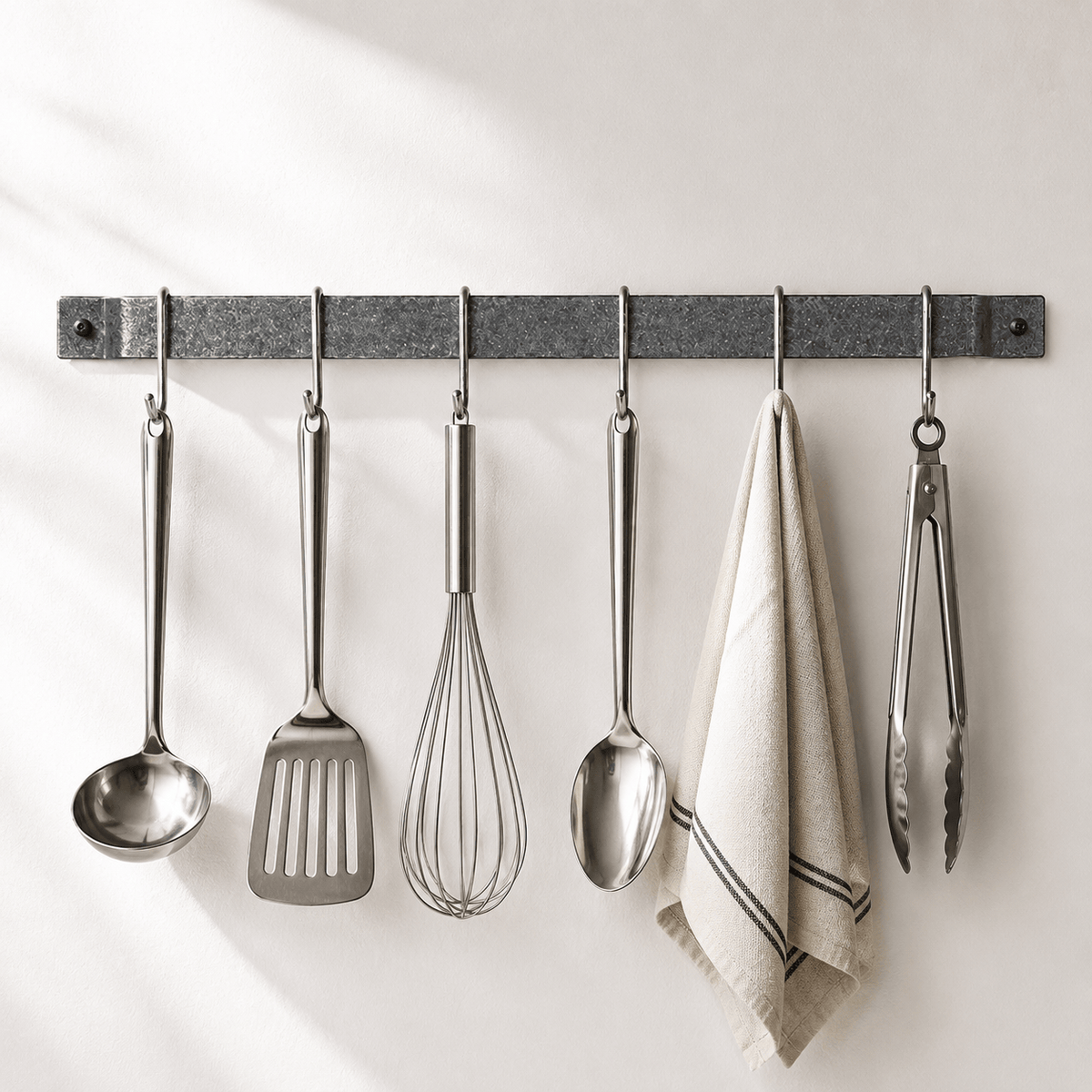 Enclume Wall Handcrafted Easy Mount Wall Rack Utensil Bar w 6 Hooks