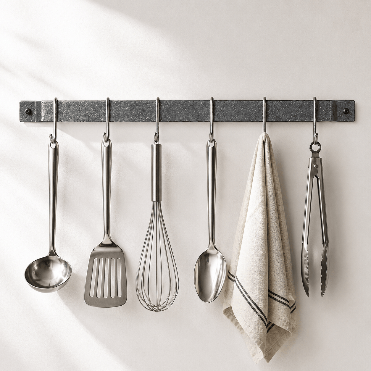 Enclume Wall Handcrafted Easy Mount Wall Rack Utensil Bar w 6 Hooks