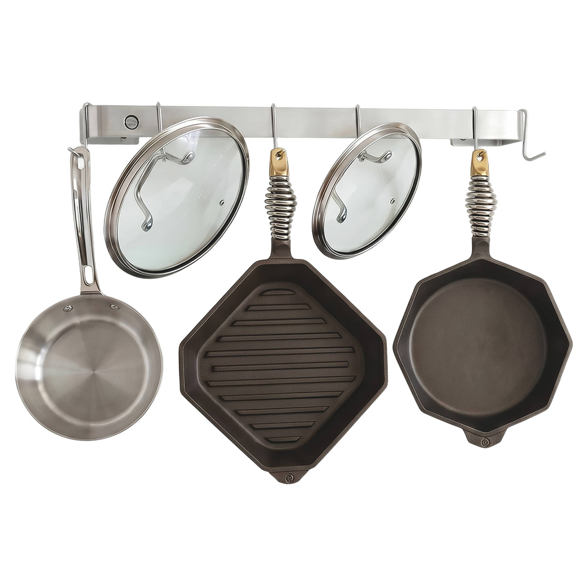 Enclume Wall Stainless Steel / 24" Handcrafted Classic Wall Rack Utensil Bar w 6 Hooks (18", 24", 30" or 36")