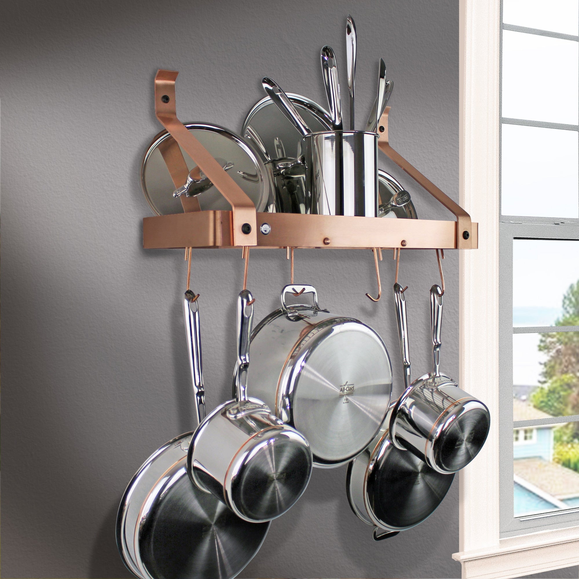 Enclume 24" Gourmet Bookshelf Wall Rack with 12 Hooks