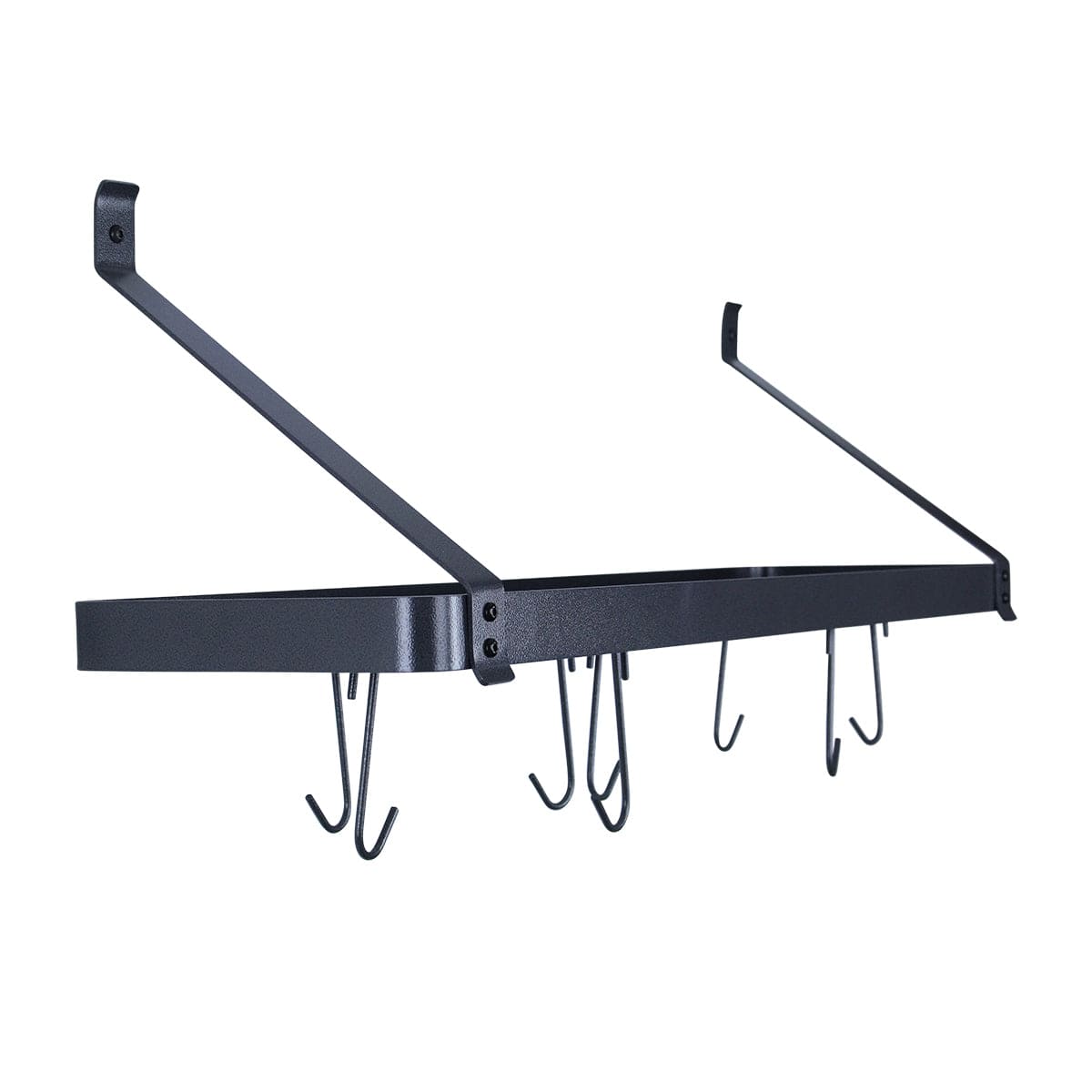 Rack It Up 24" Grey Bookshelf Wall Rack with Curved Arms and 8 Hooks