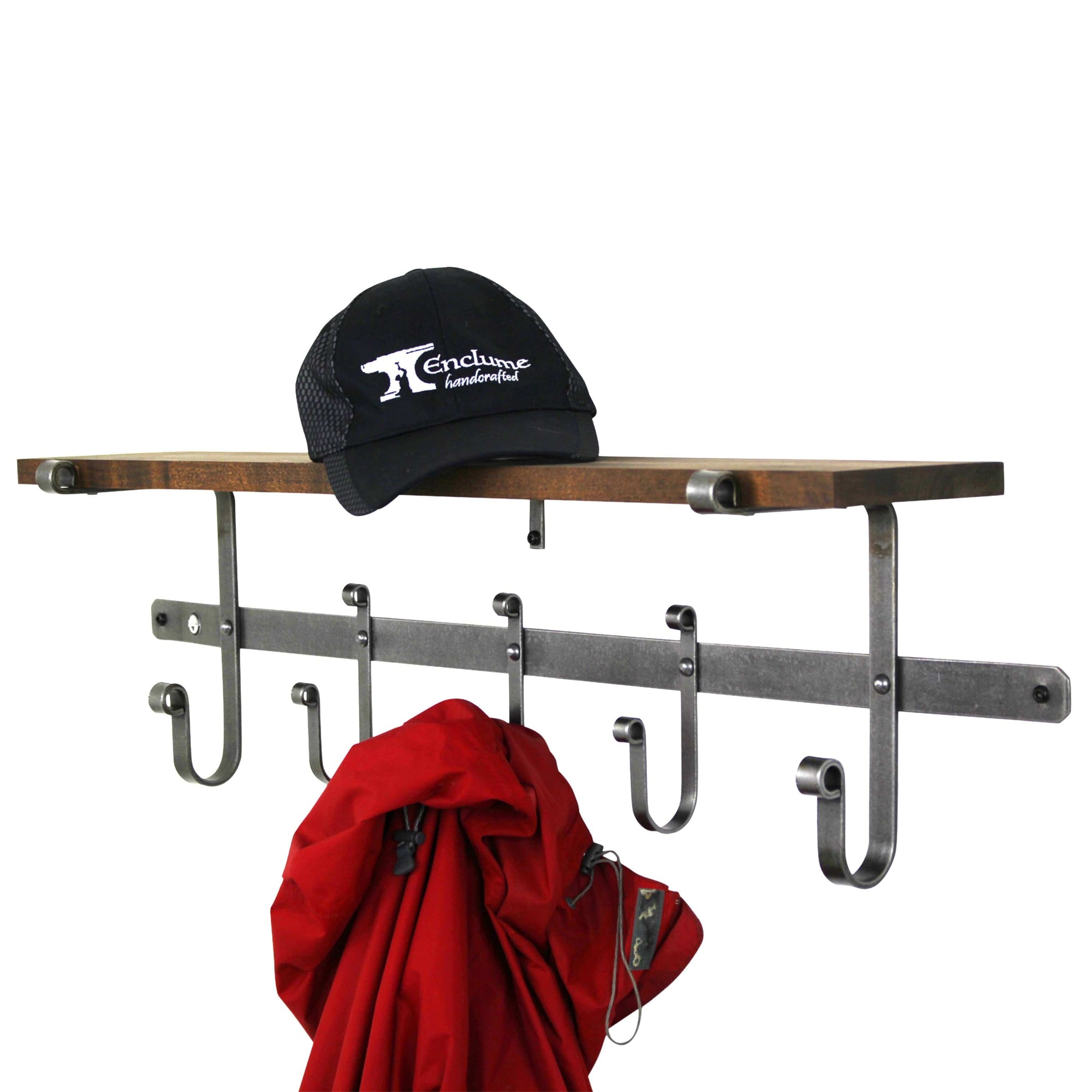 Enclume 36" Coat Rack with Solid Hardwood Shelf and 5 Hooks