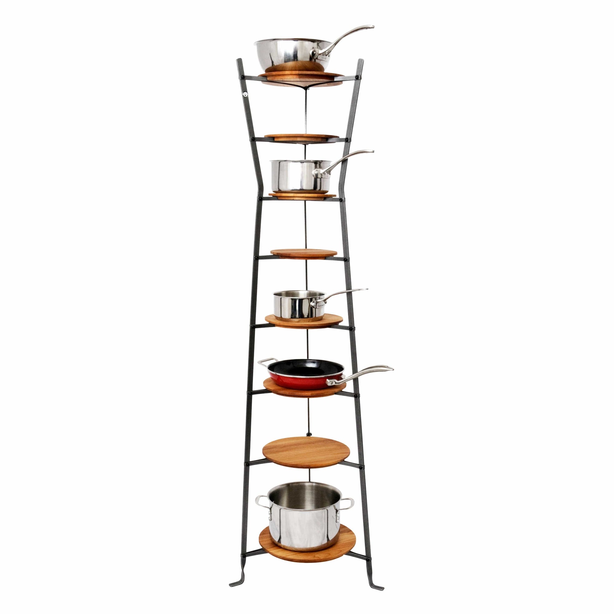 Enclume 8-Tier Gourmet Hourglass Cookware Stand with Alder Shelves