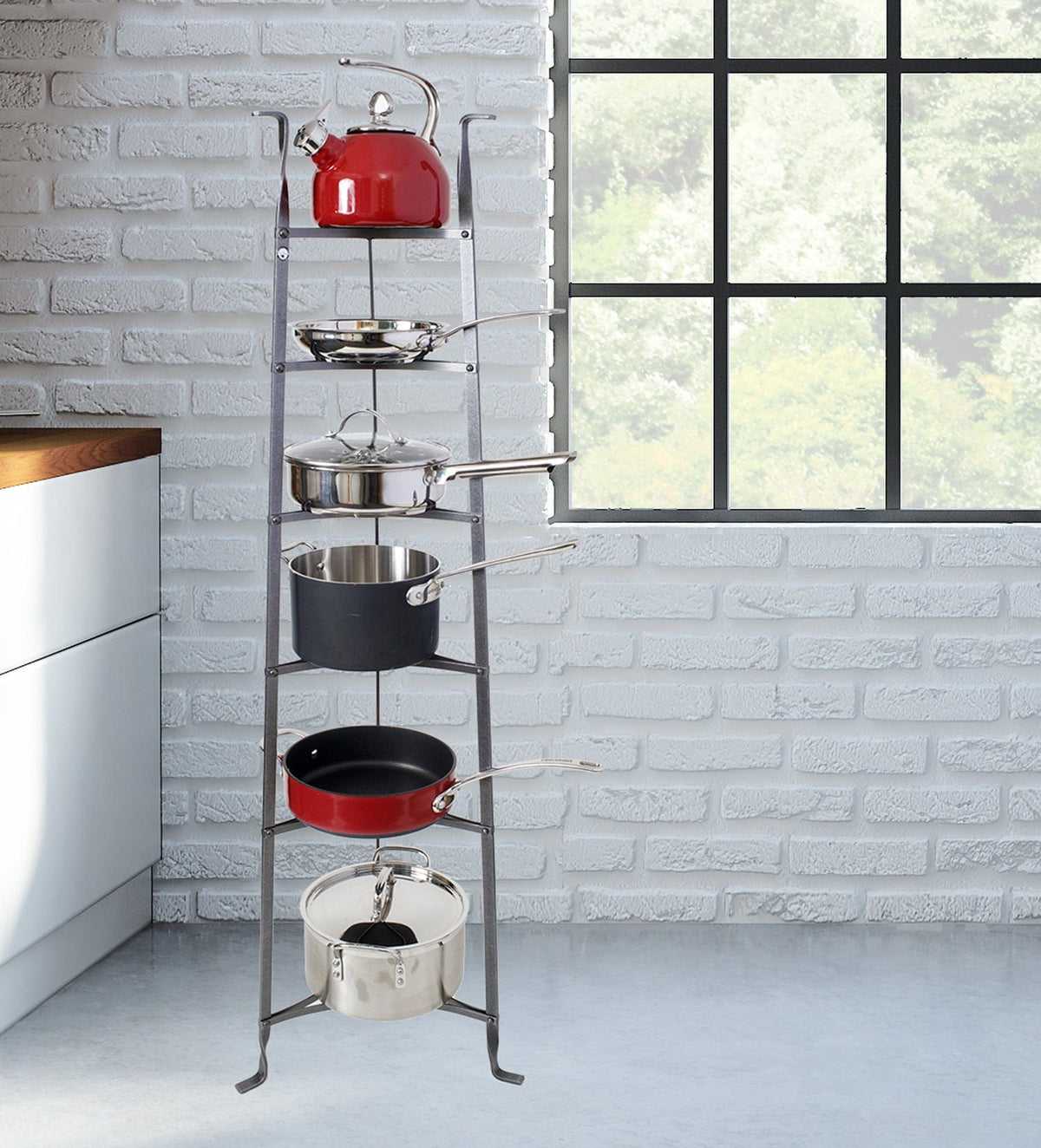 Enclume 6-Tier Gourmet Cookware Stand with Alder Shelves