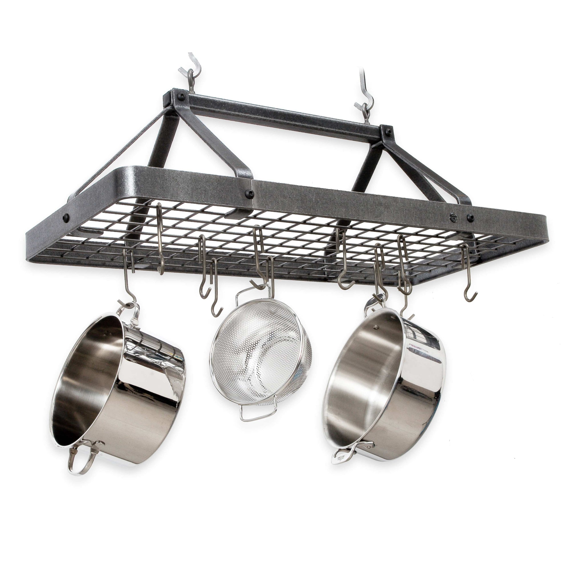 Enclume Carnival Rectangle Ceiling Pot Rack in Hammered Steel