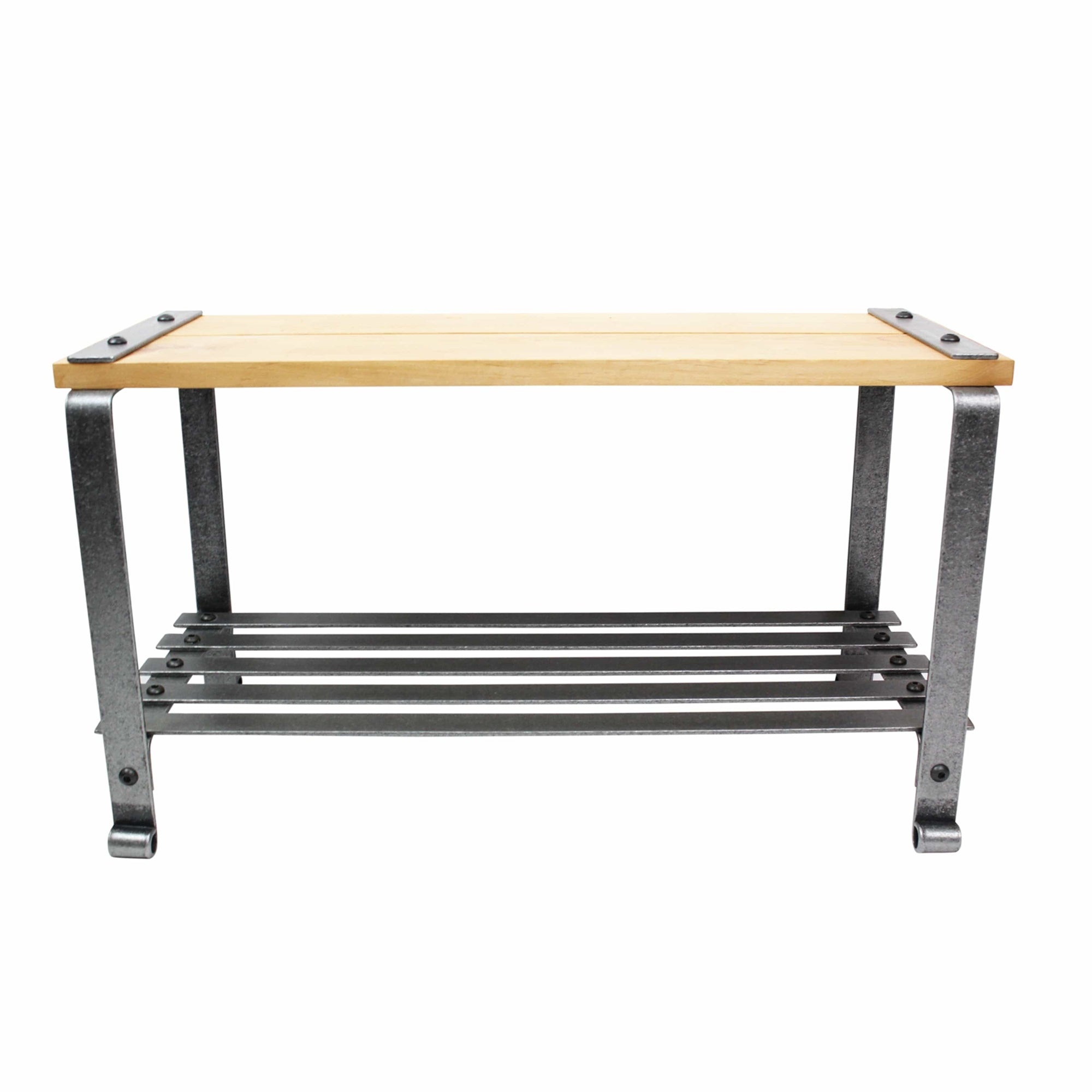 Enclume Multi-purpose Bench with Solid Wood Top and Hammered Steel