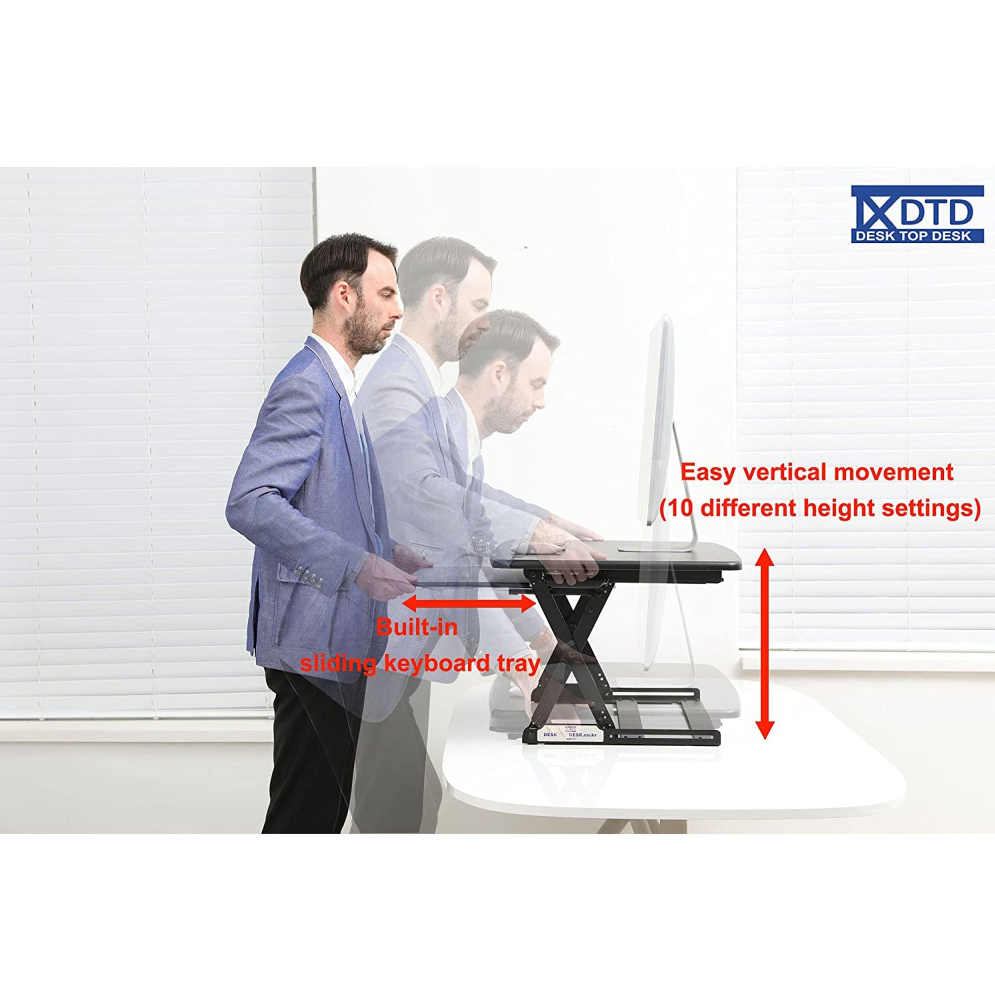 DTD Height Adjustable Standing Desk Converter Large 