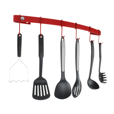 Designer Curved Wall Rack Utensil Bar w Hooks - Accent Colors - Enclume Design Products