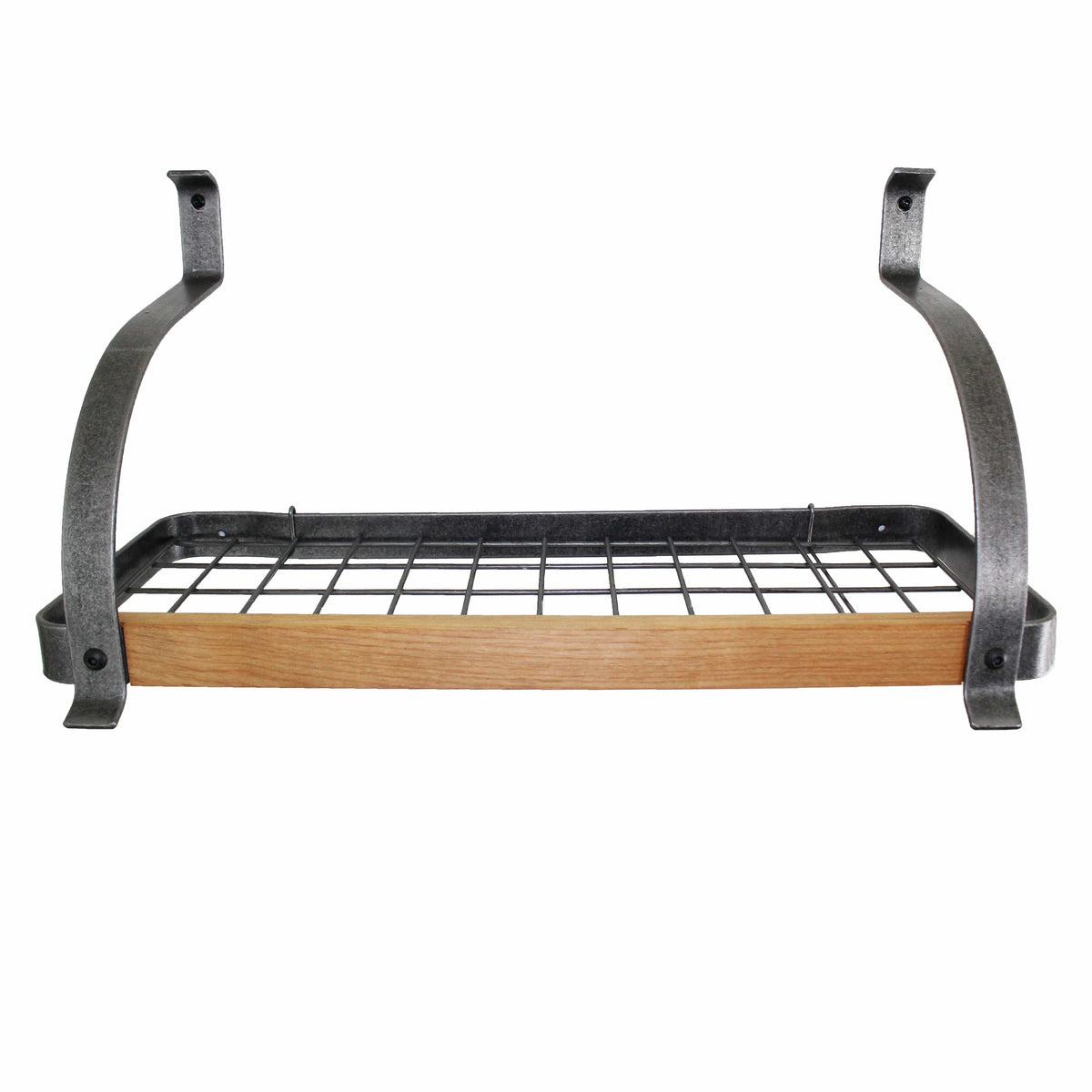 Enclume Decor Bookshelf Wall Rack with Alder Shelf in Hammered Steel