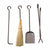 Long Fireplace Tools Only 4-Pieces Hammered Steel