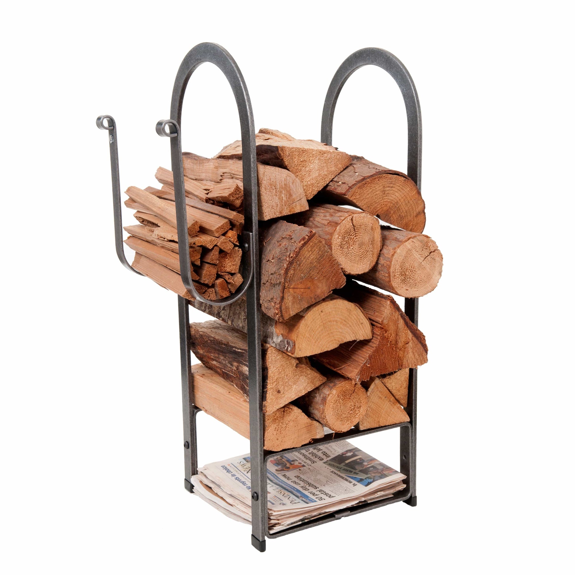 Enclume Fire Center Log Rack Hammered Steel