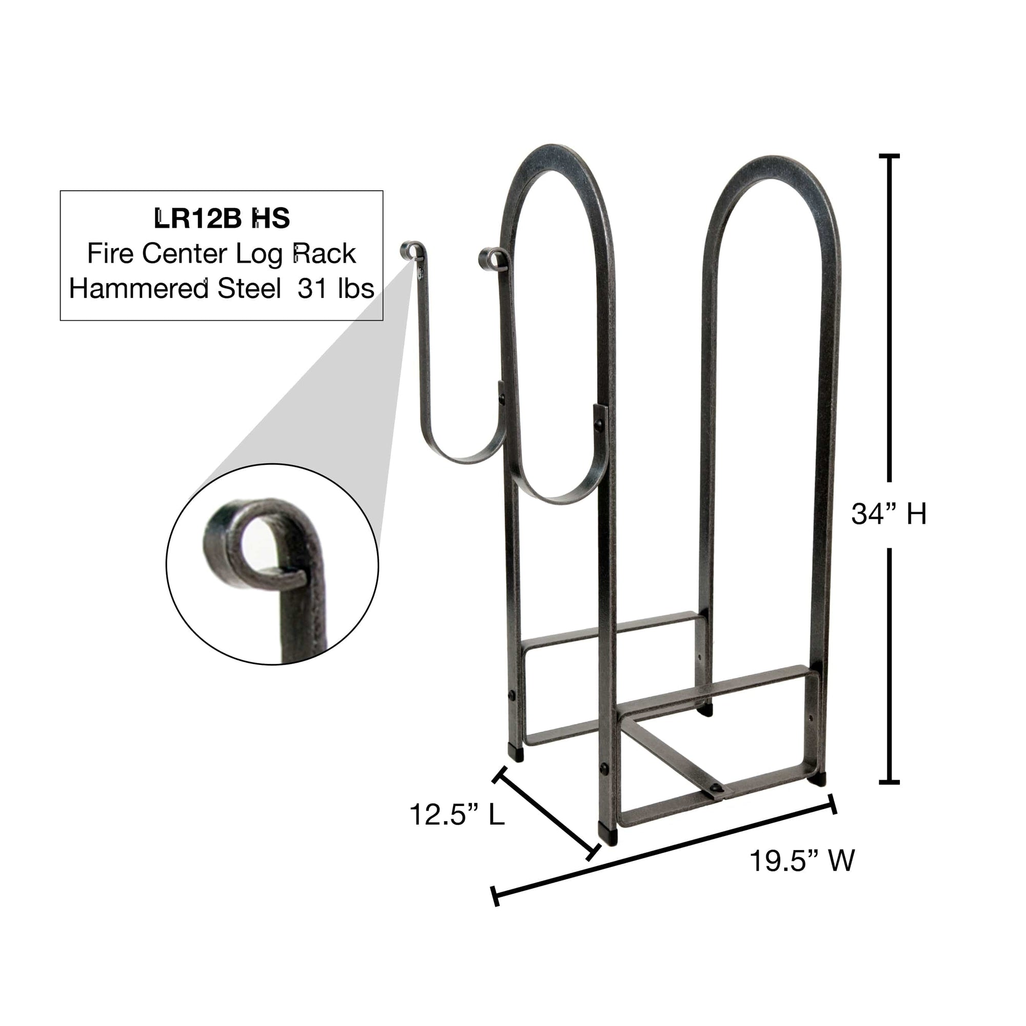 Enclume Fire Center Log Rack Hammered Steel