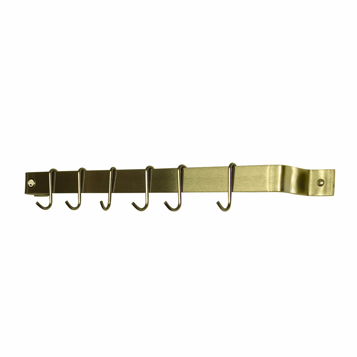 Enclume Handcrafted 24" Brass Easy Mount Wall Rack with 6 Hooks