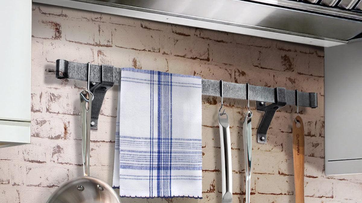 Enclume Handcrafted Rolled End Bar with 4" Wall Brackets and Hooks