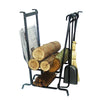 Complete Hearth Fireplace Log Rack w/ Tools Hammered Steel - Enclume Design Products