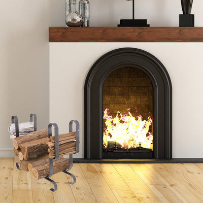 Large Modern Fireplace Log Rack  Hammered Steel - Enclume Design Products